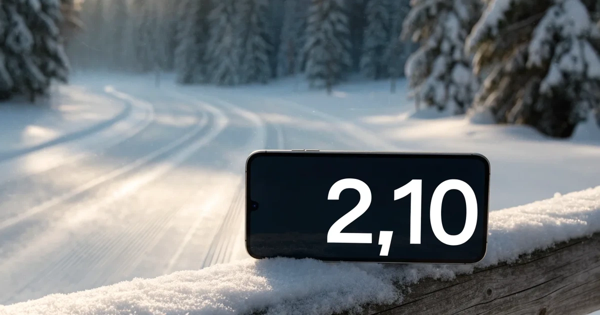 Eine verschneite Loipe zwischen Fichten im Morgenlicht, frische Spuren im Schnee, kein Mensch zu sehen.