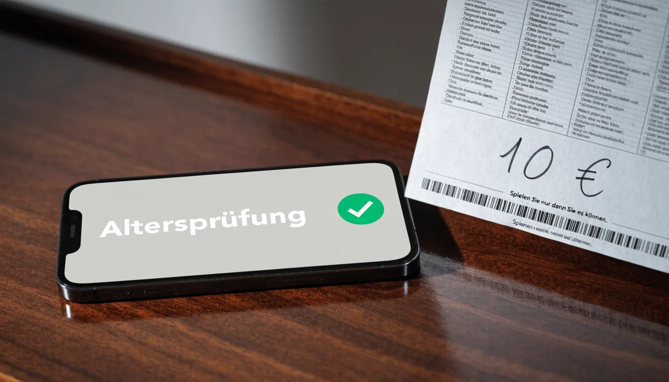 Eine Balkenwaage aus Messing steht neben einem hölzernen Richterhammer auf einem dunklen Pult, im Hintergrund ein unscharfes Bücherregal.